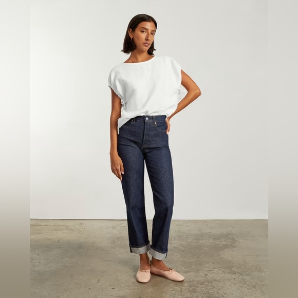 Everlane women’s the drawstring tunic 100% linen top white size small breathable - Picture 2 of 7